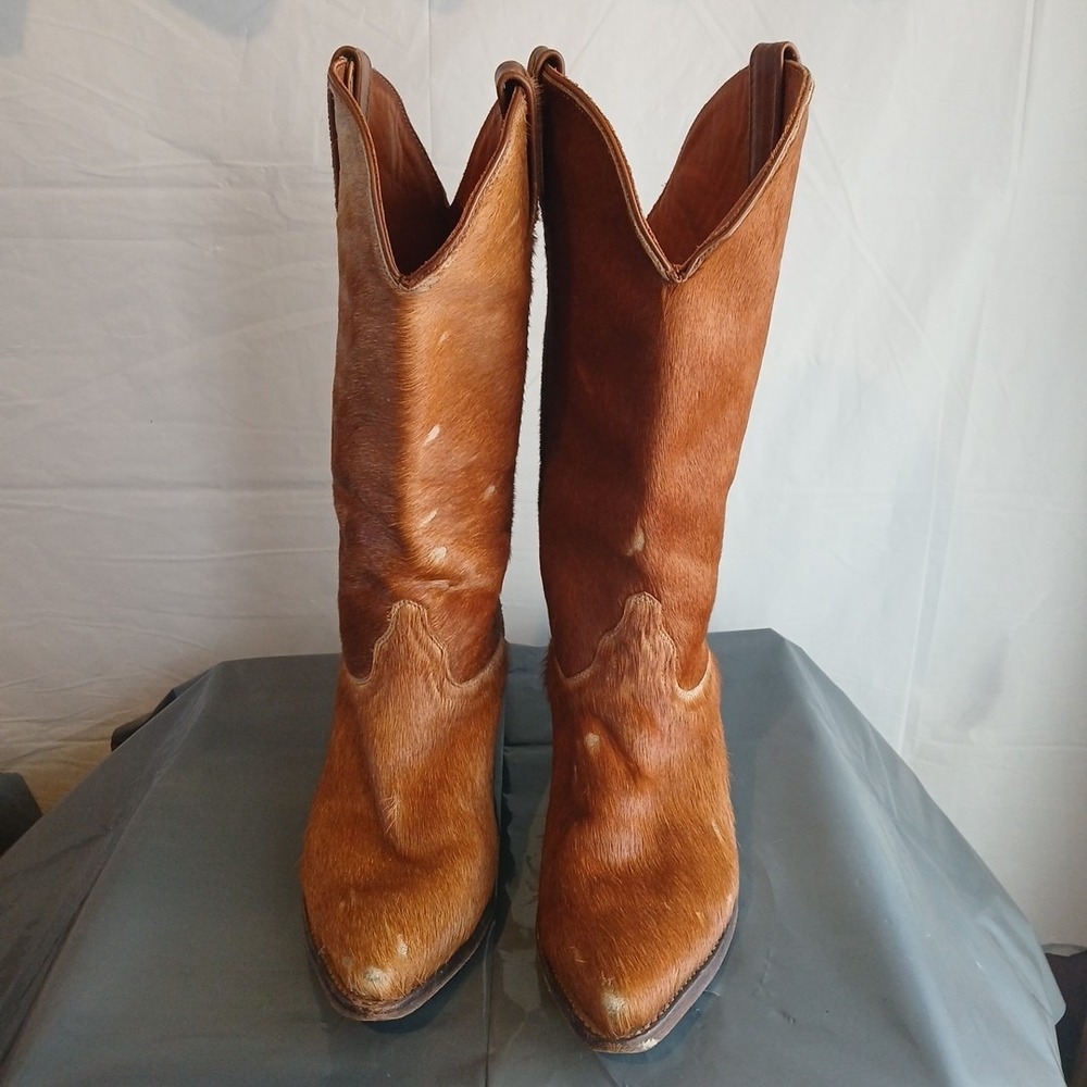 J. Chisholm Chestnut Brown Hair-On Cowboy Boots